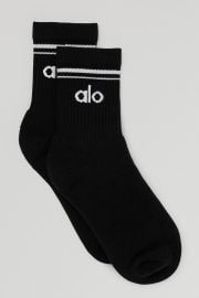 Unisex Half-Crew Throwback Sock - BlackWhite ALO at Alo Yoga