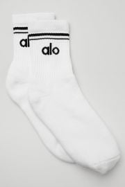 Unisex Half-Crew Throwback Sock - WhiteBlack Alo Yoga at Alo Yoga