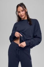 Unisex Wool Cashmere New Class Crewneck Sweater - Navy at Alo Yoga