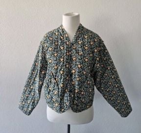 Universal Thread Green Floral Quilted Jacket Size XS Cropped Read Descript eBay at eBay