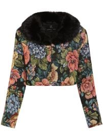 Unreal Fur Monarch floral-print Cropped Jacket Green at Farfetch