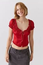 Uo Abigail Ruffle Corset Top at Urban Outfitters