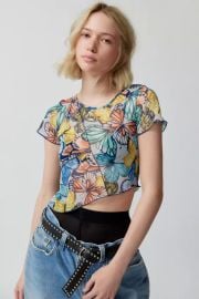 Uo Addison Mesh Asymmetrical Tee at Urban Outfitters