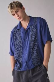 Uo Animal Pattern Paneled Short Sleeve Shirt at Urban Outfitters