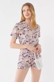 Uo Beach Print Button Down Shirt at Urban Outfitters