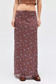 Uo Floral Mesh Low Rise Column Maxi Skirt at Urban Outfitters