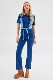 Uo Isa Denim Colorblock Jumpsuit at Urban Outfitters