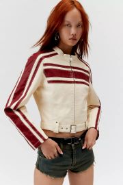 Uo Jordan Faux Leather Fitted Moto Jacket at Urban Outfitters