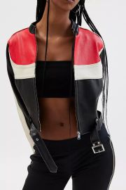 Uo Jordan Faux Leather Fitted Moto Jacket at Urban Outfitters