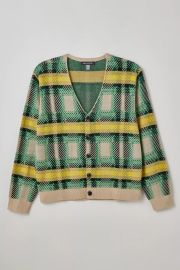 Uo Plaid Graphic Cardigan at Urban Outfitters