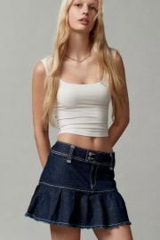 Uo Raven Denim Pleated Mini Skirt at Urban Outfitters