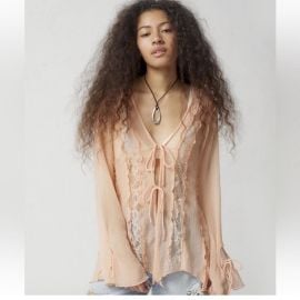Uo Shelby Lace Flyaway Top at Urban Outfitters