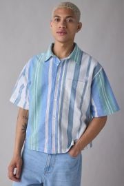 Uo Stripe Cutoff Oxford Shirt at Urban Outfitters