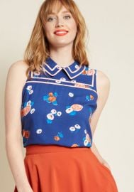 Up to Innovate Collared Top in Navy Floral at Modcloth