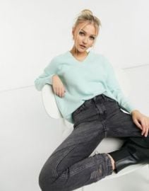 Urban Bliss v neck knitted sweater in mint at ASOS