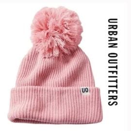 Urban Outfitters Accessories Urban Outfitters Pink Ribbed Pompom Beanie Fold Over Knit Hat New Without Tags Poshmark at Poshmark