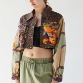 Urban Outfitters Jackets amp Coats Urban Outfitters Utility Cropped Camouflage Jacket Leopard Pockets Green Poshmark at Poshmark