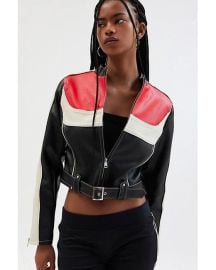 Urban Outfitters Jordan Faux Leather Fitted Racer Moto Jacket at Urban Outfitters