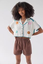 Urban Outfitters Rowan Embroidered Souvenir Button Down Top at Urban Outfitters