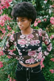 Urban Renewal Remnants Floral Mesh Long Sleeve Top at Urban Outfitters