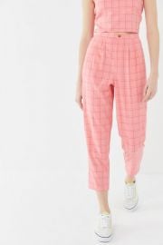 Urban Renewal Remnants Watermelon Plaid Trouser Pant at Urban Outfitters