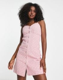 Urban Revivo mini denim dress in pink at ASOS