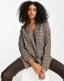 Urban Threads oversized blazer in brown plaid - part of a set at ASOS