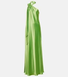 Ushuaia asymmetric satin gown in green - Galvan at Mytheresa