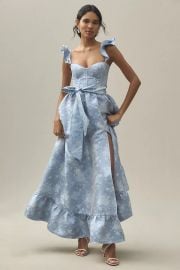 V Chapman Veronica Corset Ruffle Side Slit Dress at Anthropologie