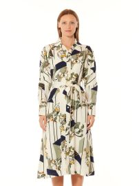 V-Collar Belted Button-Down Midi Shirt Dress - Gracia Fashion at Gracia Fashion