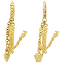 V Leaves Earrings by Versace at Ssense