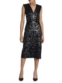 V-Neck Brocade-Print Sheath Dress at Saks Fifth Avenue