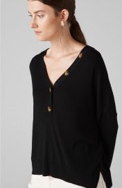 V Neck Button Detail Knit at Whistles