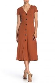 V-Neck Button Front Jersey Midi Dress by Love, Fire at Nordstrom Rack