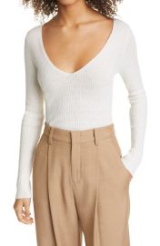 V-Neck Slim Rib Cashmere Sweater at Nordstrom