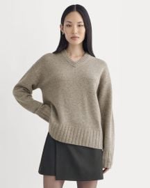 V-Neck Sweater in Extrafine Luxe Merino Heather Soft Taupe Everlane at Everlane