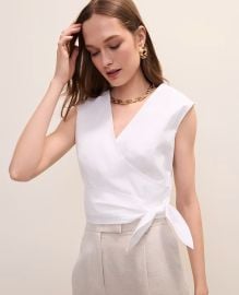 V Neck Tie Waist Wrap Top at Ann Taylor