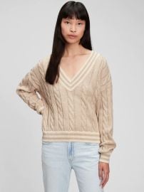 V-neck Cable knit Sweater by Gap at Gap