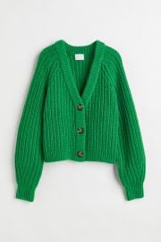 V-neck Cardigan - Green - Ladies HampM US at H&M