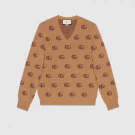 V-neck GG-Jacquard Wool Sweater by Gucci at Gucci