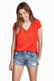 V neck Satin Blouse at H&M