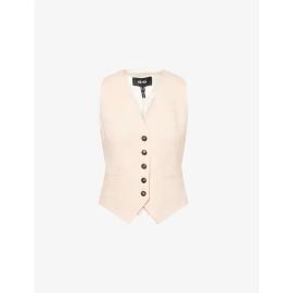 V neck Sleeveless Woven Vest in Peach Sorbet at Me + Em
