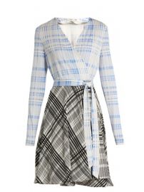 V-neck contrast-skirt wrap dress   Diane Von Furstenberg   MATCHESFASHION COM US at Matches