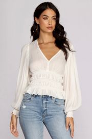 VACAY NOW SMOCKED WAIST BLOUSE at Windsor