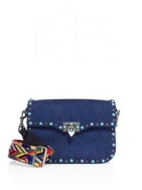 VALENTINO GARAVANI - Rockstud Rolling Denim Guitar-Strap Shoulder Bag at Saks Fifth Avenue