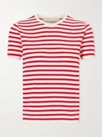 VALENTINO GARAVANI Embellished striped ribbed cotton T-shirt at Net a Porter
