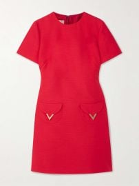VALENTINO GARAVANI Embellished wool and silk-blend dupioni mini dress at Net a Porter