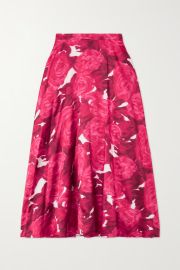 VALENTINO GARAVANI Floral-print duchesse-satin midi skirt NET-A-PORTER at Net a Porter