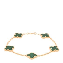 VAN CLEEF amp ARPELS 18K Yellow Gold Malachite 5 Motifs Vintage Alhambra Bracelet 1300150 FASHIONPHILE at Fashionphile