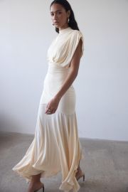 VASUDHA MIDI DRESS IN CREAM JERSEY DE LA VALI OFFICIAL at De La Vali